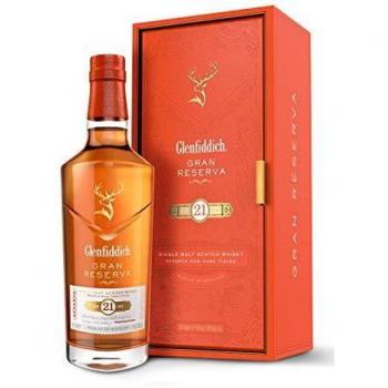 Glenfiddich Whisky Escocés de Malta Single Malt 21 Años con Acabado en Barrica de Ron 40% Vol - Edición Especial en Caja Regalo, 70cl