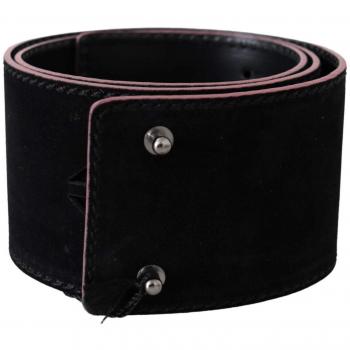 Costume National Black Leather Wide Waist Studded Women Belt - 85 cm / 34 Inches