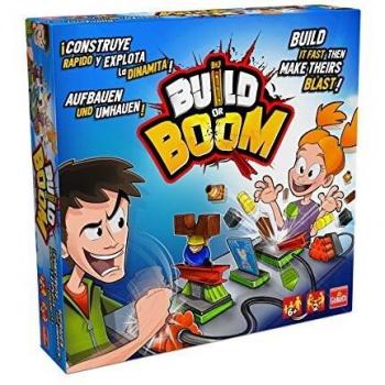 Goliath- Build or Boom Juego de Construcción y Habilidad, Color Azul/Amarillo/Rojo