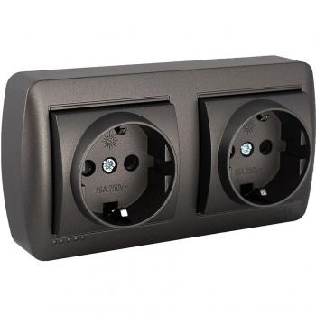 Base de Enchufe Mural Doble 2p+t Grafito 16 A 250 V