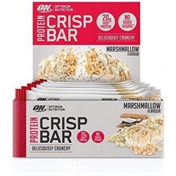 Optimum Nutrition Crispy Protein Bars, Snack Vegetariano Rico en Proteínas, Barritas sin Azúcares Añadidos, Malvavisco, Envase de 10 x 65 g, Embalaje Puede Variar