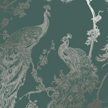 Holden Glistening Peacock Wallpaper - Green Gold