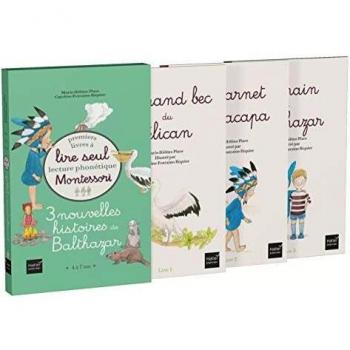 Coffret premiers livres à lire seul 3 nouvelles histoires de Balthazar Niveau 3 PEDAGOGIE MONTESSORI: Coffret en 3 volumes : Le grand bec du pélican ; ... à lire seul, lecture phonétique Montessori)