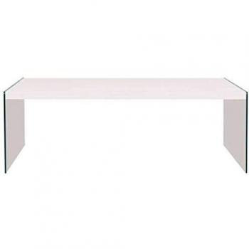 vidaXL Mesa Centro Vidrio MDF Blanco Mesita Mesilla Mueble Mobiliario Auxiliar