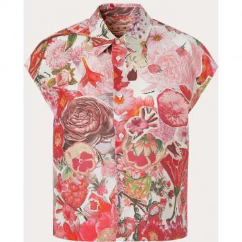 Marni Poplin Sleeveless Shirt with Requiem Print, Multicolor, Female, Size: XS