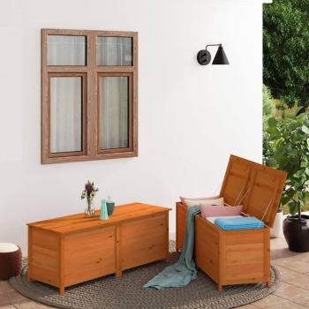 Outdoor Cushion Storage Box 78.7x19.7x22 Solid Fir Wood Brown