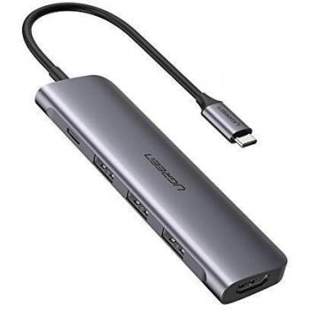 UGREEN USB C Hub with 4K HDMI, Aluminum 5-In-1 Type C OTG Hub Multi-port Adapter, Thunderbolt 3 Dock with 3 USB 3.0 Ports, 100W PD Charger Compatible for MacBook, Laptop, Phone and Tablet, Space Grey