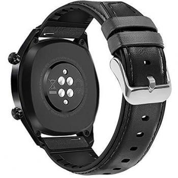 Coholl Correa Compatible con Huawei Watch GT 2/Huawei 46mm Sport/Classic/Active/Elite,Correa de Repuesto Cuero Hebilla Liberación Rápida para 22 mm cuero,Negro