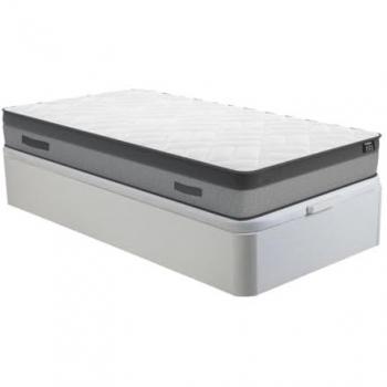 Conjunto Canapé Abatible Blanco 90 x 190 cm + Colchón de Muelles Embolsados y Espuma Viscoelástica de 24 cm - ILUSIÓN de YSMÉE