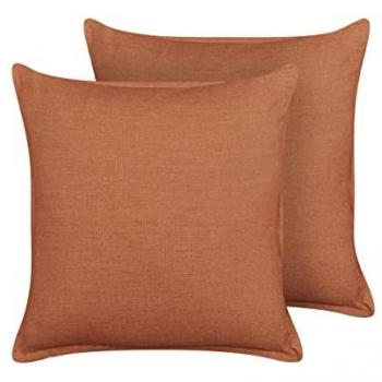 Set de 2 cojines decorativos de lino naranja 45 x 45 cm para decoración del hogar