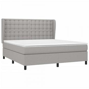 Cama box spring con colchón viscoelástico espuma protector muelles ensacados adaptable acolchado reversible tela gris claro 180x200 cm