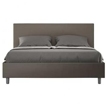 Cama Contenedor Tapizada Acolchada 160x200 Símil Piel Capuchino Adele