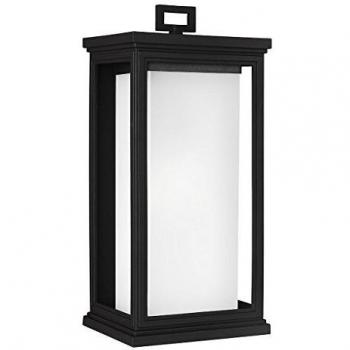 Farol Rosco negro de 46,1 cm con cristal opal y clasificación IP44