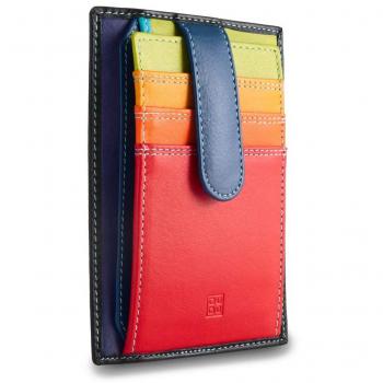 Tarjetero Pequeño de Piel Multicolor para Hombre con Botón Automático