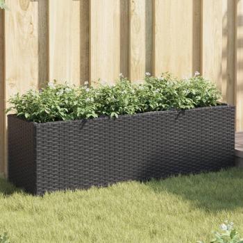Jardineras de Polyrattan con 3 Macetas Negras 105x30x32 cm