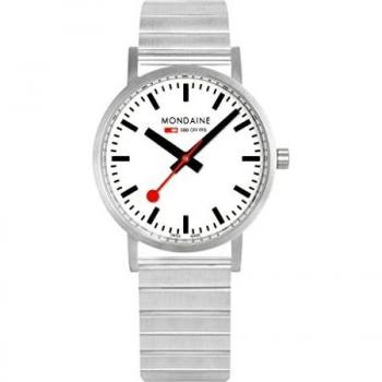 Mondaine Classic 36mm Stainless Steel Men's Watch with White Dial
