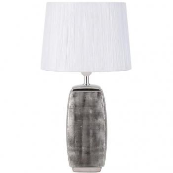 Lámpara de Sobremesa Cerámica Sucupira Plata Brillante con Pantalla Blanca 54x30x30 cm