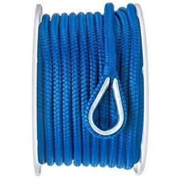 Seachoice doble trenzado Nylon Anchor Line 3/8 pulgada x 100 pies, azul, 3/8 X 100 '