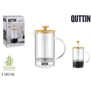 Jarra de café de borosilicato 350ml con tapa de bambú Quttin