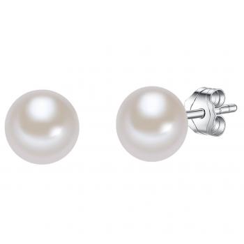 Pendientes de Perlas de Agua Dulce en Plata Esterlina 925 - Aretes con Perlas Blancas de 7 mm para Damas