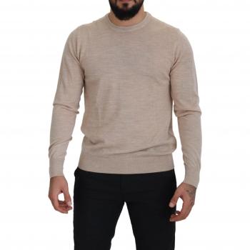Dolce & Gabbana Beige Virgin Wool Crew Neck Pullover Sweater - IT50 | L