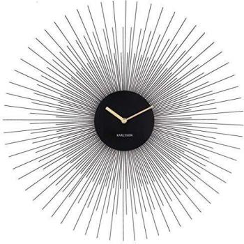 Reloj de pared de metal Peony grande 60 cm negro
