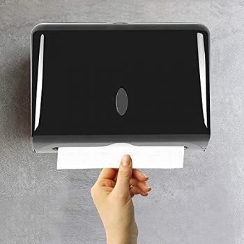 NICEME Dispensador De Papel Toalla，Dispensadores De Papel HigiéNico Montado A Pared Admite 200 Toallas，DoméStico，ABS，Negro