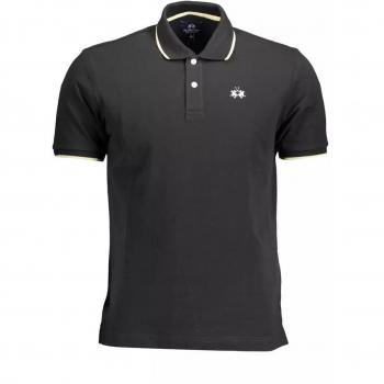 La Martina Black Cotton Polo Shirt - XL