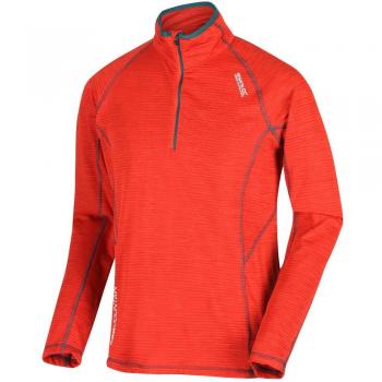 Regatta Yonder Quick Drying Zip Neck Long Sleeve Grid Jersey Polos/Camisetas, Hombre, Burnt Salmon, 3XL