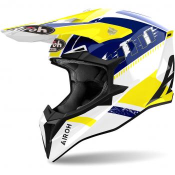 Airoh Wraaap Feel Casco de motocross Blanco Azul Amarillo XS