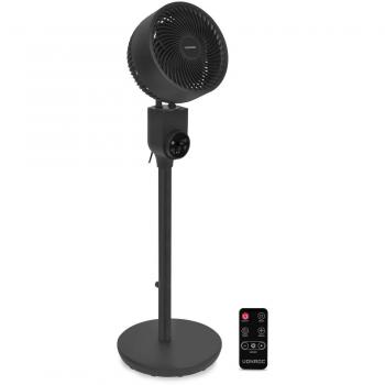Ventilador de pie silencioso VONROC 98cm negro con mando a distancia, 3 velocidades, función oscilante e inclinable 180°
