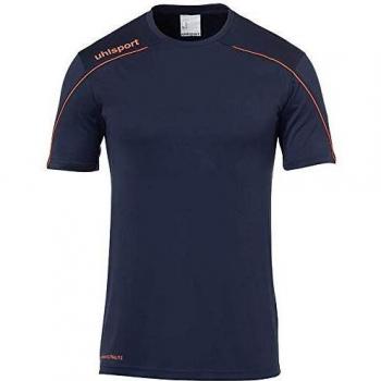 uhlsport Stream 22 Shirt Shortsleeved Camiseta De Entrenamiento, Hombre, Azul Marino/Rojo Fluor, 164