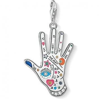 Ladies THOMAS SABO Sterling Silver Charm Club Hand Charm Pendant, Vintage Multicolor, Size: ONE SIZE