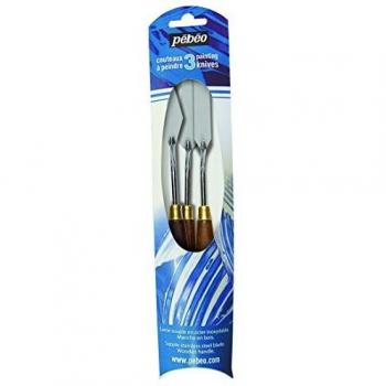 Set de 3 Cuchillos para Pintar PÉBÉO - Acero Inoxidable - Mango de Madera - 3 Formas Variadas