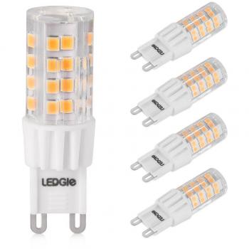 LEDGLE 6W G9 Bombillas LED, Equivalente a Halógeno de 60W, 51 LEDs, 380lm Blanco Cálido 3000K, Sin Parpadeo, No Regulable, Ángulo de Luz de 360°, Pack de 5 Unidades