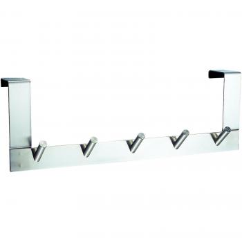 MSV Percha DE INOX 5 Ganchos, Acero Inoxidable, Cromado, 35.5x7x12 cm