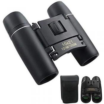 10x21 Prismáticos Pequeña Compacto Ligero Mini Bolsillo Plegable Resistente al Agua, con FMC Óptica Lente, para Adultos Niños Aves Acecho Caza Deportes De Viaje Concierto Teatro Ópera