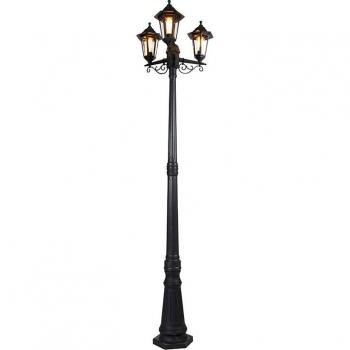 Farol clásico negro 3-luces IP44 - NEW HAVEN, tipo de producto: farol exterior, características: diseño clásico/antiguo, material vidrio/plástico, forma alargada, adecuado para LED, potencia máxima 3