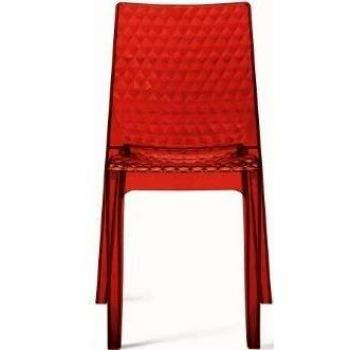 Silla de Cocina y Bar Apilable de Policarbonato Transparente Hypnotic Color Rojo