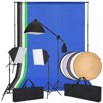 vidaXL Accesorios de Estudio Fotográfico con Luces Softbox Fondos y Reflector