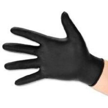 Polyco BG Nitrile Gloves Abrasion-resistance Rolled-cuff Medium Black Ref GL8972 [Pack 100]