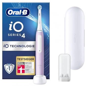 Oral-B iO Series 4, Cepillo de dientes eléctrico con estuche, tecnología de limpieza inteligente, sensor de presión, conectividad Bluetooth, 5 modos de cepillado y duración de batería de hasta 10 días
