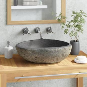vidaXL Oval River Stone Basin with Dimensions (29-38)x(24-31) cm