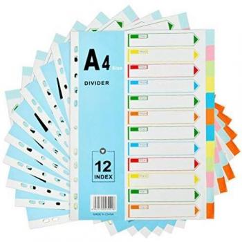 Hojas separadoras YOTINO para carpetas A4 con 12 compartimentos, perforaciones múltiples, A4, índice de tarjeta, diferentes colores para todas las carpetas verticales A4