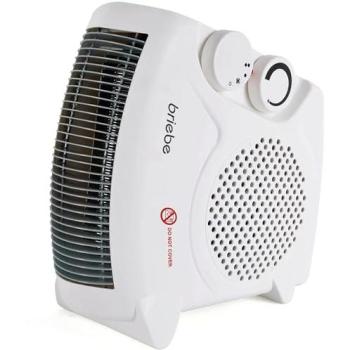 Calefactor Ventilador Eléctrico Portátil Briebe HT1181, 2000W, Aire Frío/Caliente, Termostato Ajustable, Bajo Consumo, Blanco