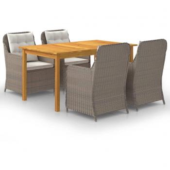 Juego de comedor para jardín 5 piezas marrón