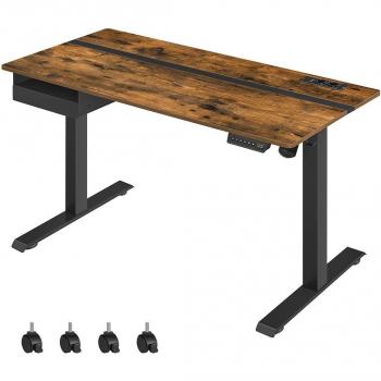 Escritorio eléctrico ajustable en altura 60x140 cm con ajuste continuo, 4 memorias de altura, disponible en blanco, gris, marrón rústico o negro