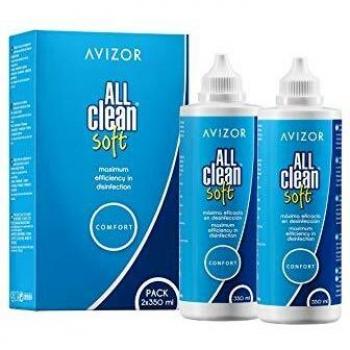 Líquido de lentillas AVIZOR All Clean Soft. Solución única para limpieza y desinfección de todo tipo de lentes de contacto blandas. 2 x 350 ml