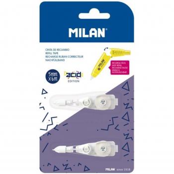 Blister 2 Recambios Cinta Correctora con Pulsador Acid Edition Milan 5 mm x 6 m