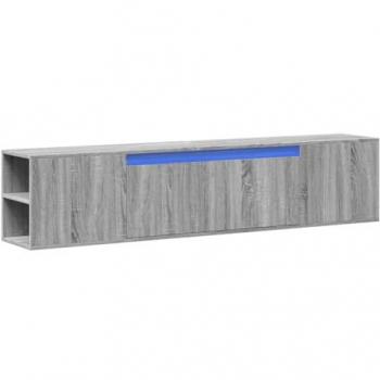 Mueble de TV de pared con luz LED gris Sonoma 180x31x39,5 cm